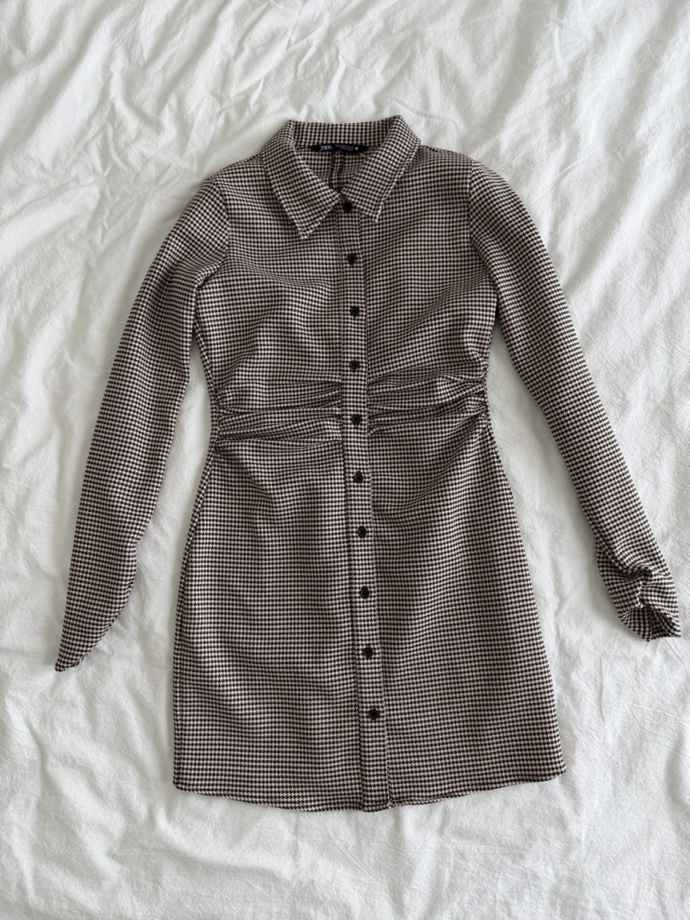 Zara Black & Cream Houndstooth Dress Size S